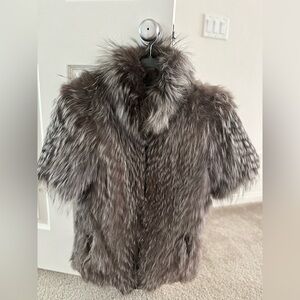FULL SILVER FOX FUR GILET WITH SAILOR NECK